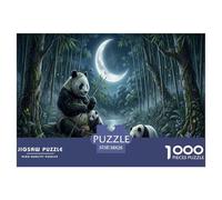 Famiglia Panda Puzzle Impossible 1000 Pezzi Foresta di bambù illuminata dalla luna Decorazione Per La Casa. Giochi Rilassamento E Intelligence Per Adulti E Ragazzi Da 14 Anni 38x26cm/1000pcs
