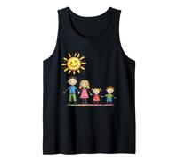 Famiglia sotto Sole Sorridente Carino Genitore Figlio Arte Canotta