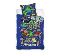Familando Set di biancheria da letto reversibile con motivo Minecraft Slurp · Biancheria da letto per ragazzi in 135 x 200 cm 80 x 80 cm in 100% cotone con chiusura lampo · Gioco Craft Blocchi TNT e