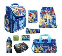 Familando Transformers - Zaino per la scuola di 1° grado, per ragazzi e ragazze, motivo: torneo ergonomico, per ragazzi, Blu, 26 x 37 x 22 cm