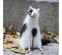 Familiari in feltro di lana, stravagante compagno fatto a mano, con occhi larghi, simpatici compagni in feltro, decorazione unica con mini animali, scultura giocosa, compagni da scrivania di