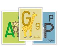 Familienmomente 26 biglietti con lettere per formicolare A-Z con motivi animali, DIN A6, idea regalo per l'inizio della scuola (sacchetto di scuola/sacchetto di zucchero)