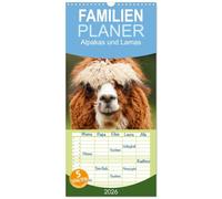 Familienplaner 2026 - Alpakas und Lamas mit 5 Spalten (Wandkalender, 21 x 45 cm) CALVENDO: Genügsame Neuweldkameliden aus Südamerika