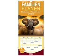Familienplaner 2026 - Elefanten - Riesen der Wildnis mit 5 Spalten (Wandkalender, 21 x 45 cm) CALVENDO: Sanfte Giganten in ihrem natürlichen Lebensraum.