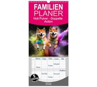 Familienplaner 2026 - Holi Pulver - Doppelte Action mit 5 Spalten (Wandkalender, 21 x 45 cm) CALVENDO: Leben ist das mit der Freude und den Farben