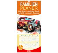 Familienplaner 2026 - Hot Road - Oldtimer durch eine KI im neuen Gewand mit 5 Spalten (Wandkalender, 21 x 45 cm) CALVENDO: Tauchen Sie ein in die ... Asphalt trifft und Nostalgie auf pure Kraft.