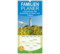 Familienplaner 2026 - Leuchttürme: Die Schönsten an Nord- und Ostsee mit 5 Spalten (Wandkalender, 21 x 45 cm) CALVENDO: Leuchttürme: Lichtsignale an der Küste Deutschlands