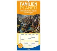 Familienplaner 2026 - Mittelalterliche Städte und Burgen mit 5 Spalten (Wandkalender, 21 x 45 cm) CALVENDO: Einladung zu einer Zeitreise ins Mittelalter