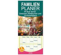 Familienplaner 2026 - Pit Bull Terrier. Zwischen Wildblumen und Großstadtglanz mit 5 Spalten (Wandkalender, 21 x 45 cm) CALVENDO: Farbenfrohen Bilder ... Hunden voller Fröhlichkeit und Schönheit