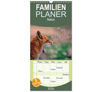Familienplaner 2026 - Tiere des Waldes mit 5 Spalten (Wandkalender, 21 x 45 cm) CALVENDO: Naturkalender mit 13 Tiermotiven