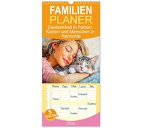 Familienplaner 2026 - Zweisamkeit in Farben. Katzen und Menschen in Harmonie mit 5 Spalten (Wandkalender, 21 x 45 cm) CALVENDO: Die tiefe Verbindung zwischen Mensch und Katze im Ölbilder-Stil