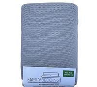 Family Bedding Coperta cellulare grigia per letto king size, in cotone, per letto grande, reversibile, leggera, termica, morbida, tradizionale (230 x 260 cm)