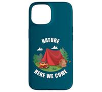 Family Camping Vacation Trip - Nature Here We Come Custodia per iPhone 15