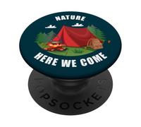 Family Camping Vacation Trip - Nature Here We Come PopSockets PopGrip Adesivo