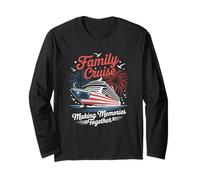 Family Cruise 4th of July Patriotic USA American Flag Party Maglia a Manica