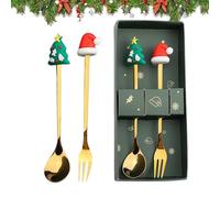 Family Gathering Tableware, Whimsical Santa Table Decor, Stainless Steel Holiday Cutlery, Unique Christmas Eating Utensils, Colorful Santa Fork and Spoon, Christmas Themed Table Settings