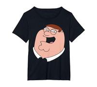 Family Guy Peter Griffin Oversized Portrait Funny Cartoon Maglietta, Donna Plus-Size, Nero, 4X