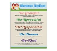 Family House Rules and Values Poster for Kids Positive Behavior Sign Classroom and Home Decor(Framed,12x18inch(30x45cm))