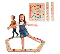 Family Nation, Percorso Sensoriale di Equilibrio Montessori, Set 14 Pezzi Modulari in Legno, Aiuta lo Sviluppo Piscomotorio, Gioco Bambini da 2 Anni di Età