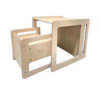 Family Nation, Set Tavolo e Sedia Montessoriani Evolutivi, Altezza Regolabile, Ideale per Leggere e Disegnare, per Bambini dai 10 ai 48 Mesi, Solida Struttura in Legno, Natural