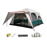 Family Outdoor Camping Tent Large Bell Tents with Awning Canopy, Big Family Tent for Outdoor, Picnic, Camping, Family, Friends Gathering, 2-Rooms And 1-Bathroom Vision