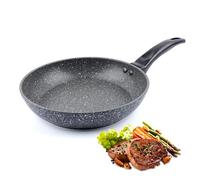 Family Padella da cucina 22,5 cm in alluminio pressofuso, rivestimento antiaderente marmo, manico ergonomico bachelite, fondo composito, adatto a tutti i tipi di stufe, grigio marmo