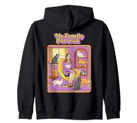 Family Portrait Cat Lady Sarcastic Retro Funny Adult Humor Felpa con Cappuccio