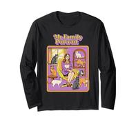 Family Portrait Cat Lady Sarcastic Retro Funny Adult Humor Maglia a Manica