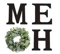 Family Rules Signs Decors - Decorazione da parete ispiratrice | Lettere in legno | Decorazione rustica con ghirlanda di eucalipto artificiale per soggiorno, cucina, ingresso, inaugurazione della casa