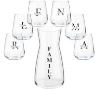 Family Set di 6 Bicchieri da Acqua con Caraffa in Vetro con Stampe Personalizzate Con nomi Acqua Vino Birra Tutte le Bevande Idea Regalo Casa Cena Pranzo Feste Famiglia Natale Compleanno Decorazioni2