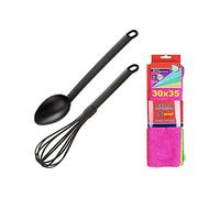 FAMILY Set Tescoma Utensili da Cucina cucchiaione e Frusta più Confezione di 5 Panni in Microfibra…