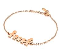 FAMILY STORY - Bracciale da donna a catena. Collezione My Sun. In acciaio inossidabile, nickel free e anallergico. Color oro rosa. Charm a forma di famiglia con mamma, papà, due bambini e una bambina