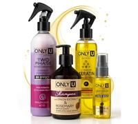 FAMILYCOM - Trattamento completo dei capelli. Shampoo con Estratto di Cipolla + Bifase Nutriente + Cheratina Liquida + Siero di Argan & Jojoba - Antiossidante, Anti-crespo, Brillantezza e Forza