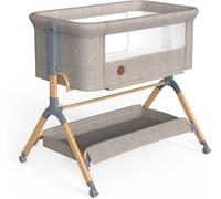 Familypoint Baby Bassinet with Waterproof Mattress Cover, Bedside Bassinet with Wheels and Storage, Height Adjustable Fit for Any Bed, Baby Bed Crib for Newborn (Warm Beige)