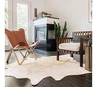 FAMIROSA Tappeto in vera pelle di mucca 150 x 170 cm, colore: beige