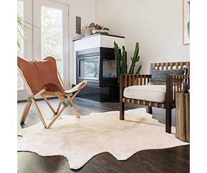 FAMIROSA Tappeto in vera pelle di mucca 150 x 170 cm, colore: beige