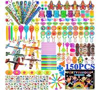 FAMKEEP 150 Pezzi Compleanno Giocattoli alla Rinfusa per Feste Pinata, Bambini Regalini Premi Carnevale Fine Festa Compleanno Loot Bag con Dinosauro Tatuaggi Bambini, Braccialetti Slap
