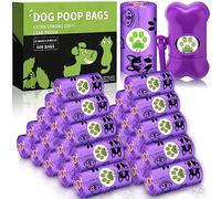 FAMKEEP 600 Pezzi Sacchetti Cane Cacca,24 Rotoli Dog Poop Sacchetti Dog Sacchetti di Rifiuti con Dispensers, Extra Spesso a Prova di Perdite Dog Poo Bags (Viola)