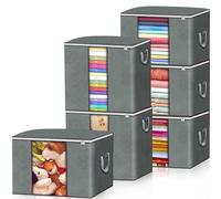 FAMKEEP 6pcs Scatole per Armadio Salvaspazio,Scatole per Vestiti Grande Capacità, Organizzatore Pieghevole Traspirante,Scatoloni per Vestiti con Manico per Trapunte, Coperte, Biancheria da Letto