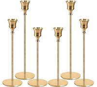 FAMKEEP Candelabro Set di 6 Oro Portacandele per Candele Coniche da 2.2cm,Candeliere da Tavolo Ornamento Decorazioni per Matrimoni,Compleanni,Natale,Halloween Regalo Candelabri Vintage