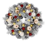 FAMKEEP Ghirlanda Natalizia Christmas Wreath con Bacche e Pigne,per Decorazione Murale la Porta D'ingresso Artificiale Ghirlanda Christmas Ghirlanda Porta Regalo Decorazioni Natalizie