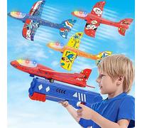 FAMKEEP Giocattoli Lanciatore Aereo,Aereo Giocattolo Aliante Aeroplano Schiuma per Bambini, Giochi Giardino Esterno All'aperto Interattivi Gioco Bimbi 3 4 5 6 7 8 9 10 Anni