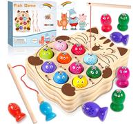 FAMKEEP Montessori - Gioco di pesca magnetico in legno, giocattolo da pesca per bambini, 3 anni, giocattolo educativo