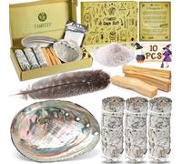 FAMKEEP Salvia Californiana 3 Bundles,3 bastoni Palo Santo 10cm Incenso naturale da bruciare,Sage Smudge Kit Abalone Shell Piuma,Elimina negatività,purificazione kit di incenso
