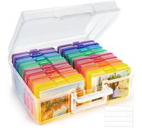 FAMKEEP Scatola Porta Foto,16 Scatole Porta Foto Interne Multicolore 17x11.5x3cm,Scatola Porta per Fotografie con Foglio di Etichette Adesive per Semi,Artigianato,Foto,Pezzi del Puzzle,Cartoline