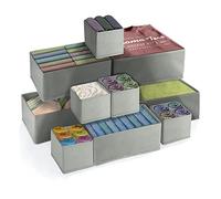 FAMKEEP Set di 10 Organizer Armadio Scatola,Organizers per Cassetti Pieghevoli,Organizer Cassetti Armadio per Calzini,Cravatte, Intimo (Grigio)