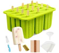 FAMKEEP Stampi per Crema,Ghiaccioli in Silicone Stampo, Silicone Stampi per Gelato senza BPA, DIY Stampi Riutilizzabili di Gelati 12 Cavità in Silicone, Stampo Ghiaccioli per Bambini Adulti