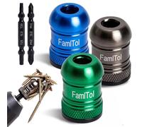 FamlTol 3 anelli magnetici a vite, set magnetizzatore con 2 punte | Supporto magnetico per viti in alluminio per punte da 1/4", ideale per fai da te, riparazioni e spazi ristretti