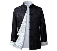 FAMMIX Giacca per Arti Marziali di Kung Fu Una Manica Lunga - Abiti da tangami Abiti Tradizionali Cinesi, Lino di Cotone Tai Chi Abiti Zen Uniforme di Meditazione Zen Black-L