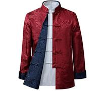 FAMMIX Giacca per Arti Marziali di Kung Fu Una Manica Lunga - Abiti da tangami Abiti Tradizionali Cinesi, Lino di Cotone Tai Chi Abiti Zen Uniforme di Meditazione Zen red1-M